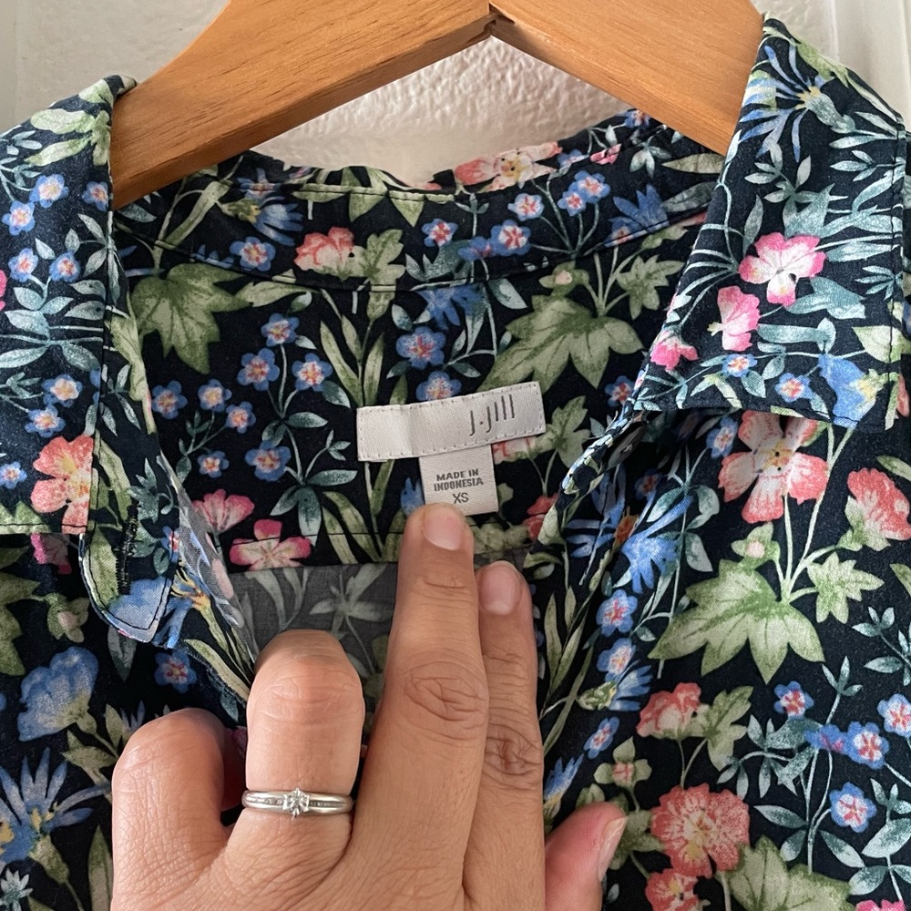 J. Jill Floral Meadow Design Rayon Flowy Shirt Sheath Dress Lagenlook - Picture 3 of 3